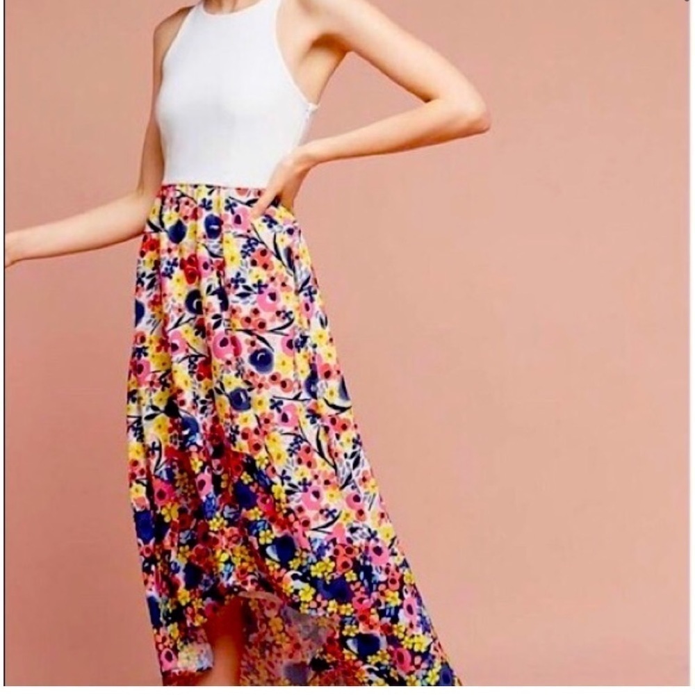 Anthropologie HUTCH Bethanie Floral Dress Maxi High Low Tank Dress Sz L